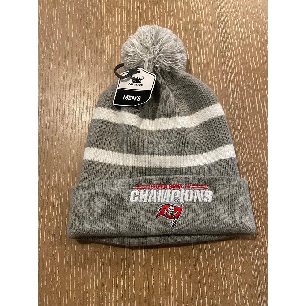 Tampa Bay Buccaneers Super Bowl LV Champion Beanie Knit Hat Pom Cuffed New Adult